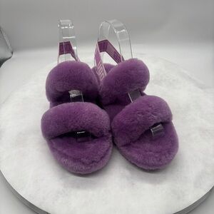 UGG Purple Fuzzy Slides Size 6